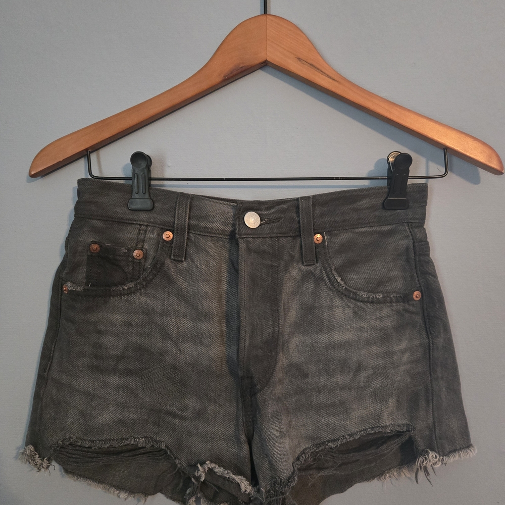 Levi's High Waist Gray Denim Shorts